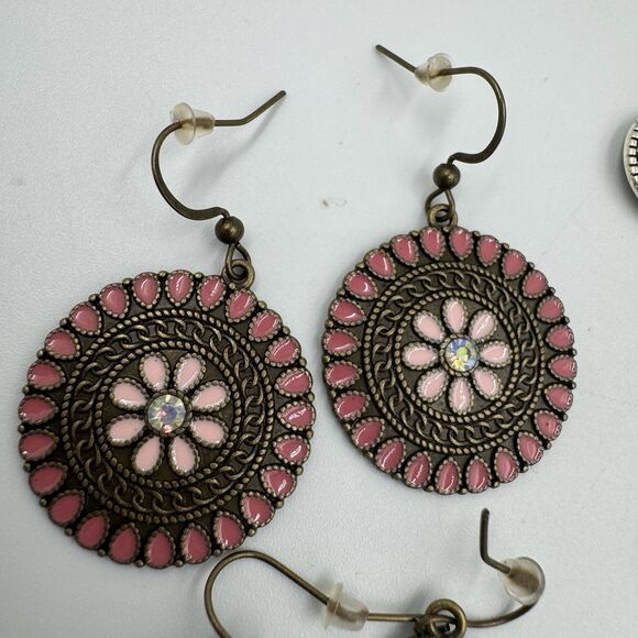 Lot Of 4 Boho Drop Earrings Pierced Colorful Teardrop Stones Tribal - Picture 4 of 5